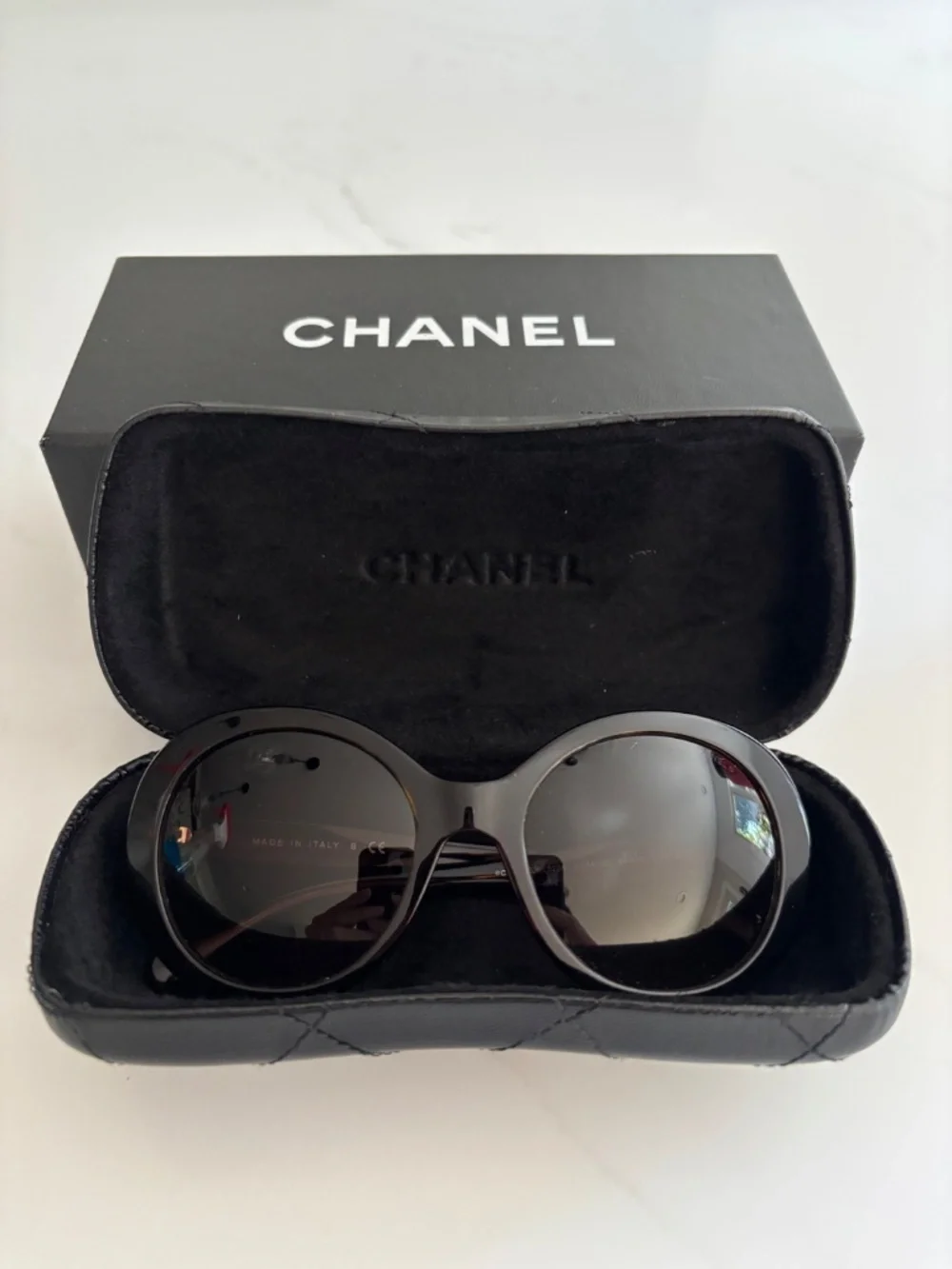 CHANEL Tortoise Shell Oversized Frame Gradient Tint Sunglasses